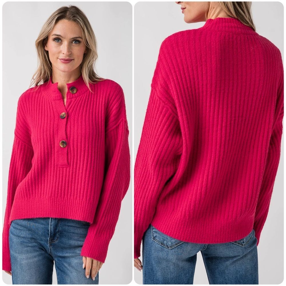 Free People Cocoa Henley Pullover in Virtual Pink | Small